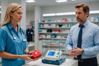 Défibrillateur installé dans un établissement de santé pour la sécurité des patients