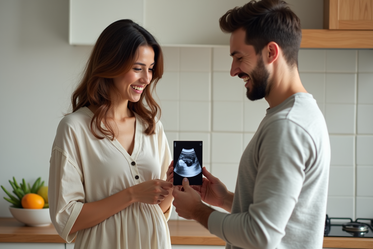 Jeune couple heureux avec image d