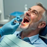 Dentiste examinant la bouche d'un patient pour détecter des anomalies sur la langue et les muqueuses