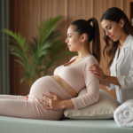 Femme enceinte recevant un massage dans un spa à domicile