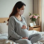 Femme enceinte sereine dans sa chambre lumineuse
