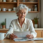 Femme d'âge moyen lit une brochure sur la prévention des infections fongiques