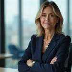 Femme en costume professionnel dans un bureau moderne