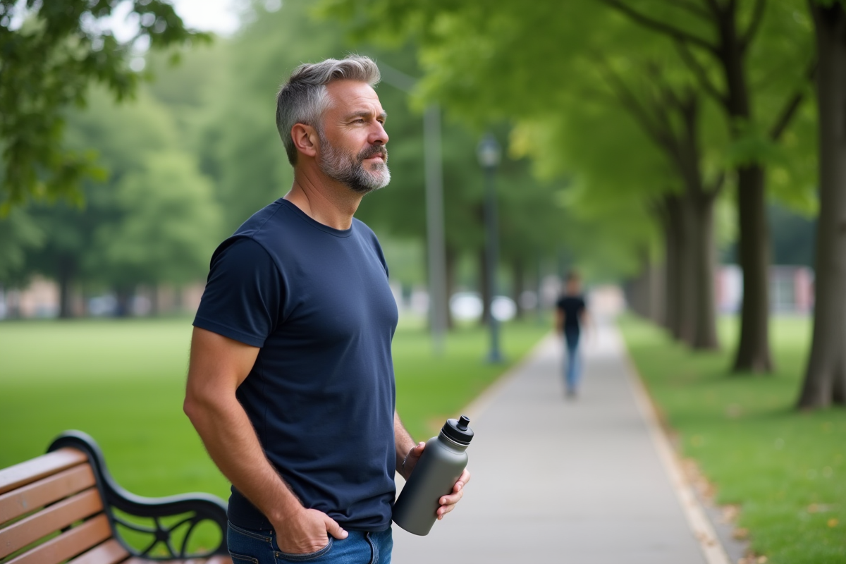 Homme avec bouteille d