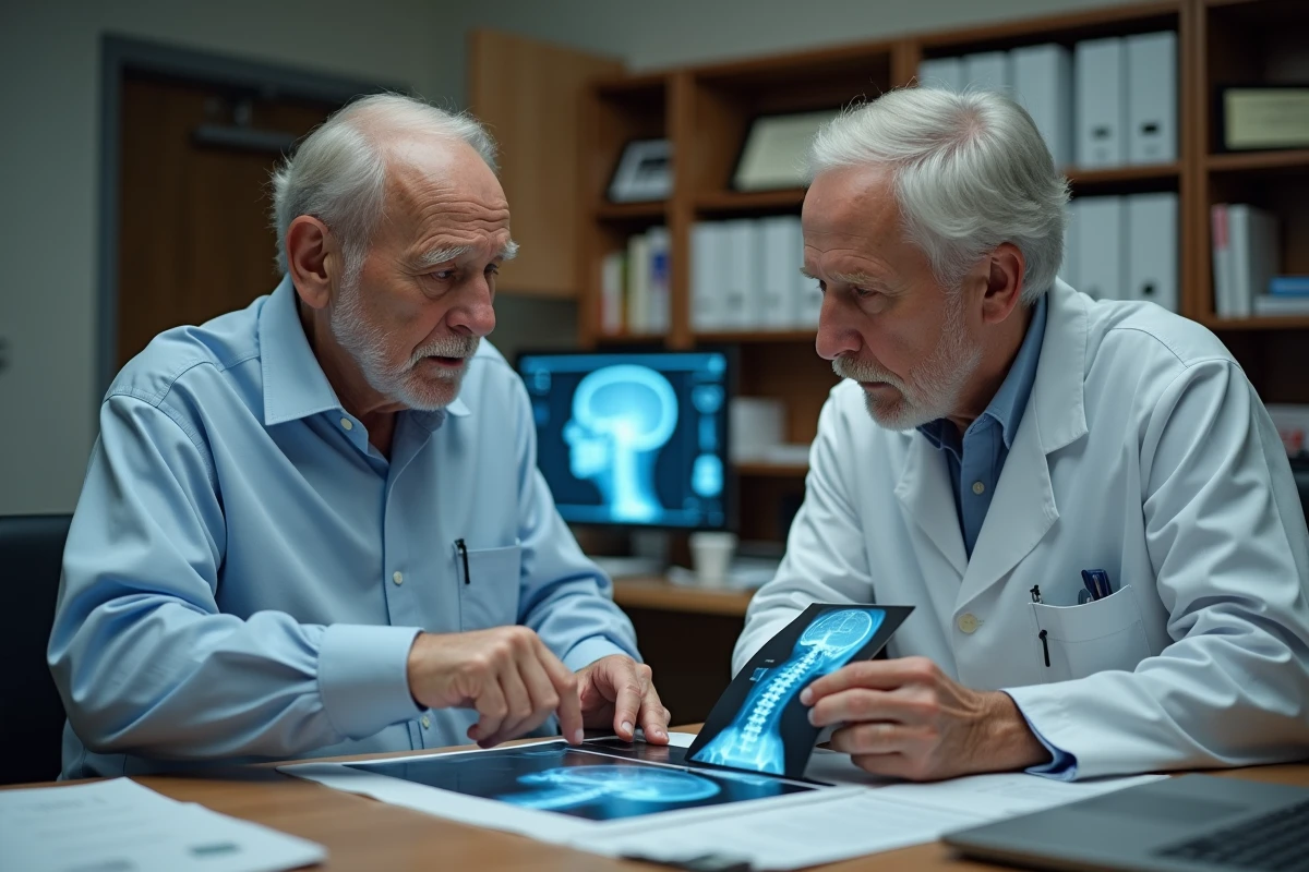 Homme âgé discutant d