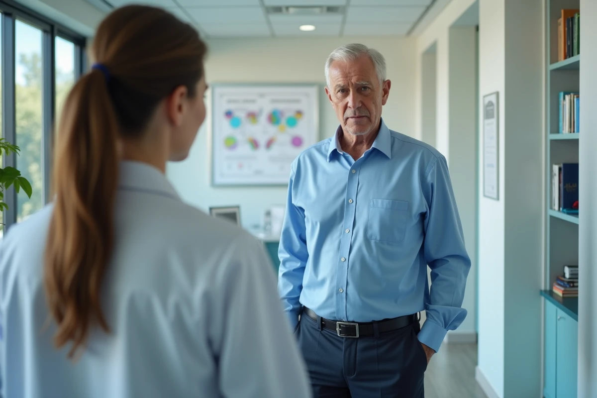 Homme en consultation avec un médecin dans un cabinet
