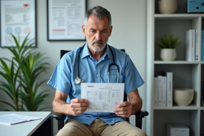 Médecin examinant un graphique d'enzymes hépatiques