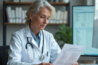 Médecin examinant des résultats sérologiques positifs IgG anti-VCA et anti-EBNA pour évaluer une maladie auto-immune