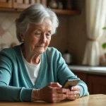 Une femme senior utilisant un smartphone pour prendre rendez-vous avec un médecin via une application en ligne