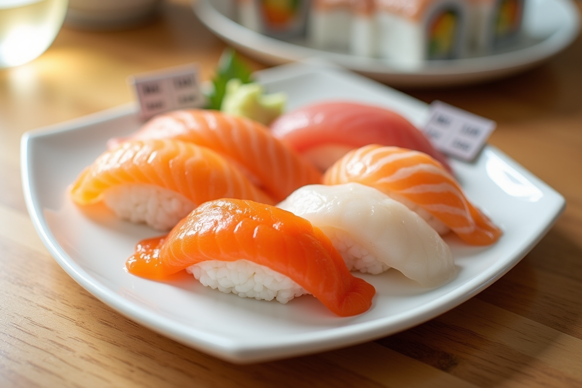 Sushis avec cartes d